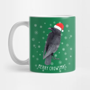 Funny "Merry Crowsmas" Christmas Crow & Snow Mug